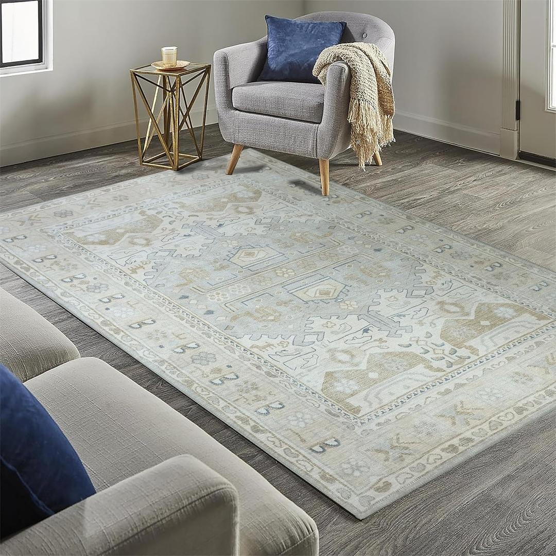 Lahome Modern Abstract Living Room Rug 8x10, Washable 8x10 Area Rugs for Bedroom Stain Resistant Non Slip, Large Red Soft Indoor Carpet for Dining Room Table Home Decor