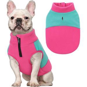 Queenmore Dog Fleece Sweater, Medium Dog Sweater, Fleece Dog Vest Jacket, Pet Sweatshirt Winter Clothes for Dogs Boy Or Girl Large Medium Small Size Fuchsia/Mint,M (Medium(Chest 16.93"))