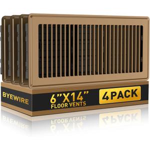 Floor Register Fits 6x14 and 14x6 Duct Opening - Floor Vent Covers with Heavy Duty Steel - Wide Adjustable Louvers for Maximum Airflow - Vent Covers for Home Floor & Wall & Ceiling - Brown - 4 Pack