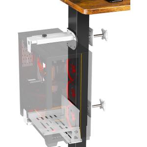 JOY worker Upgraded Under Desk PC Mount for Standing Desk, Clamp-On Desk Leg Computer Mount with Extra Protective Arms, Adjustable Computer Case CPU Holder Holds Up to 44lbs, White