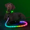 YFbrite 5FT Light up Dog Leash with 15 Flashing Modes - Super Bright LED Dog Leash for Small Medium Large Dogs - Type-c Rechargeable Dogs Leashes Light (Multi-Color, 5FT (150cm))