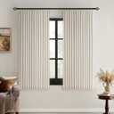 MIULEE Beige Pinch Pleated 100% Blackout Linen Curtains for Bedroom, Room Darkening Light Blocking Window Curtains 63 inches Long for Living Room, Black Out Pleat Drapes with Pin Hooks, 2 Panels