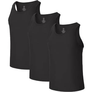 BAMBOO COOL Men's Tank Top Undershirts Moisture Wicking Breathable, Fitted Ruglar Fit T Shirts for Men 3 Pack (Medium)