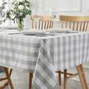 Maxmill Checkered Square Tablecloth Stain Resistant Waterproof and Wrinkle Resistant Washable Heavy Weight Soft Table Cloth Gingham for Dining Room and Outdoor Use, 52 x 52 Inch Grey and White