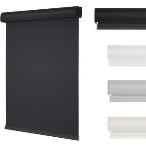 Changshade Cordless Blackout Roller Shades with Valance, Room Darkening Roll-up Shade Easy Install, Fabric Windows Blinds for Home, Bedroom and Office, 30" W x 72" H, Black ROL30BK72D