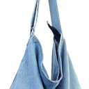 YunZh Denim Shoulder Bag for Women, Casual Style Lightweight Classic Retro Travel Shopper Hobo Bag