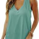 Women Summer Deep V Neck Tank Top Loose Fit Flowy Sleeveless Shirt L