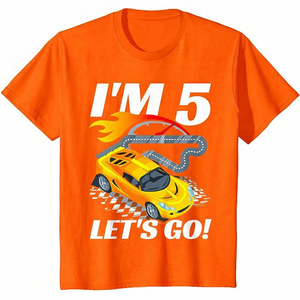 5 Year Old 5th Racing Racecar Birthday Party Boys Girls T-Shirt, Size: S, Orange
