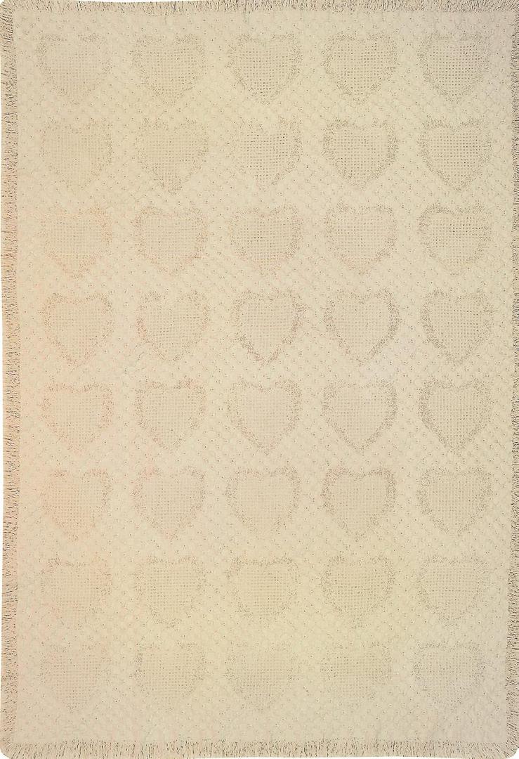 Manual 46 X 60-Inch Throw, Basketweave Heart in Natural Cotton