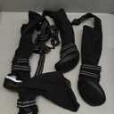 Idepet Dog Suspender Boots, Tall Dog Boots Anti-Slip & Fall Waterproof Shoes Leggings, Adjustable Suspender Boots for Winter Snow Rain Hiking Paws Protector(Black, 7)