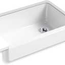 KOHLER Whitehaven 32-1/2" Self-Trimming Undermount Single-Bowl Sink with Short Apron, Farmhouse Kitchen Sinks, K-5826-0, White