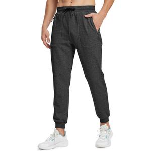 Rdruko Men's Fleece Joggers Pants Winter Warm Sweatpants with Zipper Pockets Athletic Running Gym Workout (Black, M)