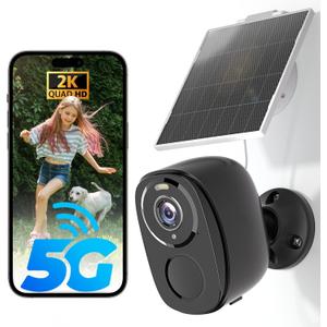 5G/2.4G Solar Security Cameras Wireless Outdoor, 2K Battery Camera w/Solar Panel,Siren Alarm,Color Night Vision, 2-Way Talk,Waterproof, Works/Alexa,No Monthly Fee,Wifi Camera for Outdoor Surveillance