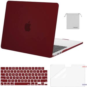MOSISO Compatible with MacBook Air 13 inch Case M5 2026 M4 2025 M3 M2 2024-2022 A3449 A3240 A3113 A2681,Hard Shell&Keyboard Cover&Screen Film&Pouch for MacBook Air 13.6 inch Case, Burgundy