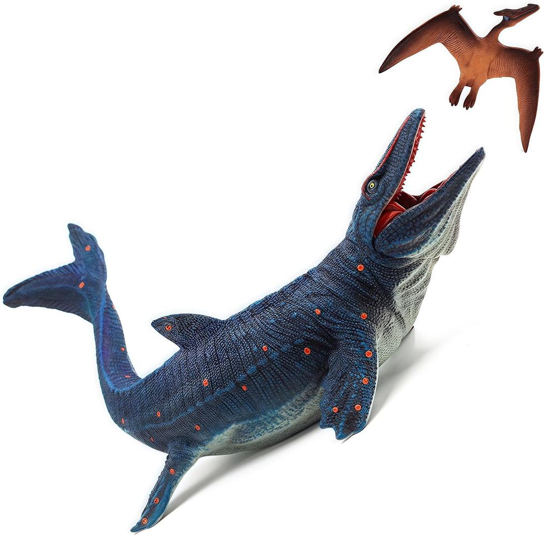 Gemini&Genius Realistic Mosasaurus & Pterosaur Dinosaur Toys for Kids, Play & Display Gifts or Party Supplies, Collection, Bath Toys