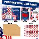 100 Sets New Citizen Cards, American Congratulations Greeting Cards with Envelopes and Stickers American Flag Patriotic Gift Set for Men Women