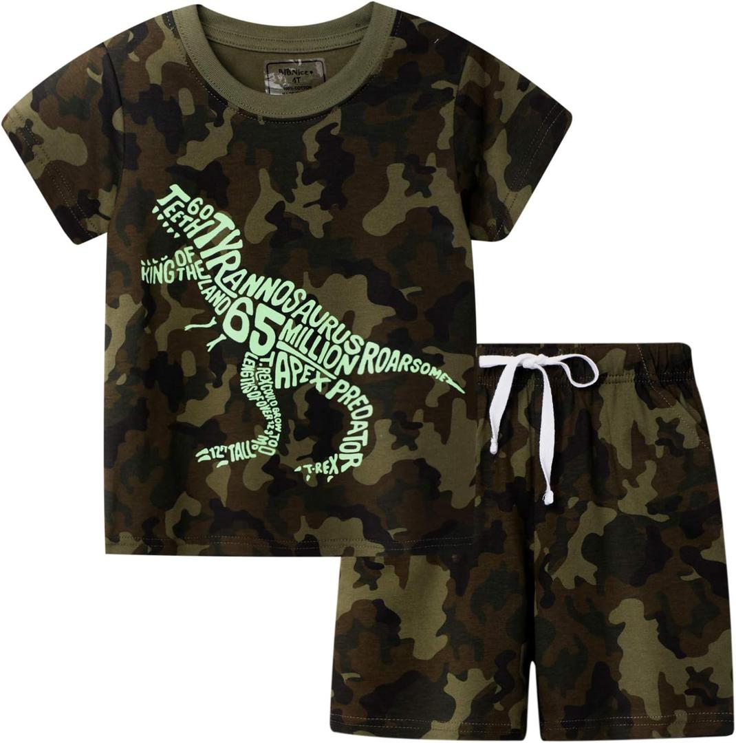 Toddler Boy Clothes Kids Summer Cotton Outfits Short Set Size 2-7Y (Green)