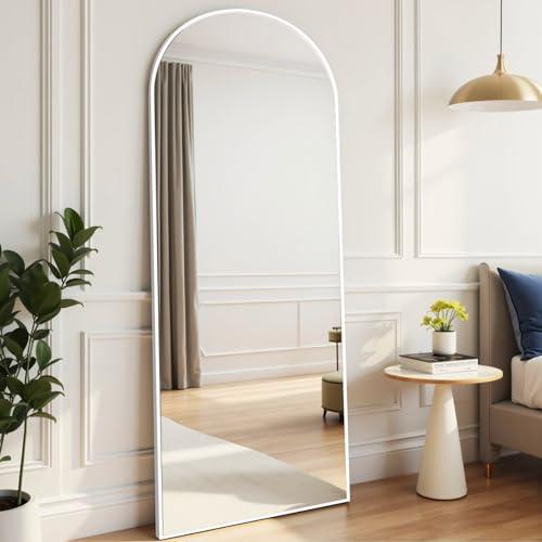 Rowjut Floor Length Mirror, 71"x26" Arched Full Length&Standing Hanging or Leaning&Freestanding Full Body Mirrors, Wall Mounted Mirror with Thin Aluminum Frame (White)