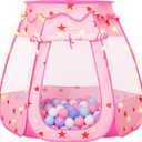 Pop Up Princess Tent with Star Light：Toy for Girl Birthday Gifts, Portable Ball Pit with Outdoor Carry Bag, Collapsible Kids Play Tent for Toddler Indoor Activity Playhouse, NO Balls(Pink)