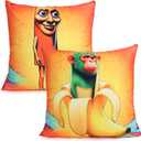 Italian Brainrot Pillowcase Set - 4-Piece 100% Cotton Sateen, Hand-Painted Rot Brain Illustration, Breathable & Cool for Superior Sleep, Home Decoration Art 18" x18inch(45x45cm)