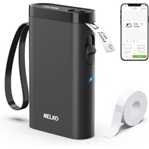 Nelko Label Maker Machine with Tape, P21 Bluetooth Label Printer, Wireless Mini Label Makers with Multiple Templates for Organizing Office Home, Black