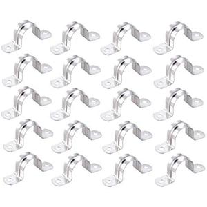 20PCS 2-3/4 Inch Stainless Steel Two Hole Tube U Bracket Rigid Pipe Strap Tension Clips U-Tube Clamp Connecting Ring Hose Clamp Card (35mm)