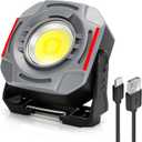 SUNPRO Magnetic Work Light Rechargeable, Portable FloodLight with Hook, Stepless Dimmable for Camping Car Repairing Emergency Job Site Lighting(1, Grey)