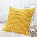 Throw Pillow Covers Cases with Zipper Black Gray Protectors Christmas Soft Boho Chenille Stripe Pillowcases(Yellow,50x50 cm 20x20 in)