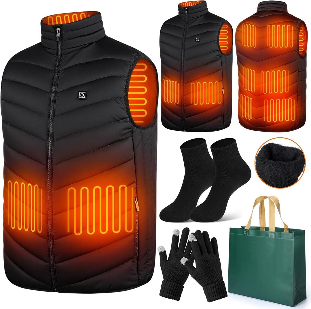 4 Pcs Electric Warming Heated Jackets Thick Socks Touchscreen Winter Gloves for Gifts Women Men (Battery Pack Not Included) (Medium)