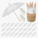 14 Pcs Wedding Umbrellas Bulk, 41 Inch Wedding Stick Umbrellas with Wooden Handle Large Canopy Windproof Rain for Bride Groom Bridal Shower Party Decor