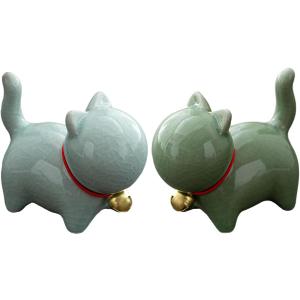 Ceramic Cat Figurine, 2 Pack Miniature Lucky Cat Statue Mini Cute Cat Sculpture Tea Pet Cat Tabletop Ornaments Home Office Decoration, Micro Landscape Fairy Garden Decor Car Dashboard Decor (Set 6)