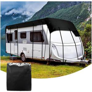 Rv Cover 210D Oxford Cloth Class C Rv Cover Wind, Rain and Snow Proof Rv Covers for Roof Only Rv Covers for Roof Only,Black-12m×3m