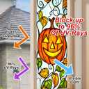 2 x Halloween Jack o Lantern Pumpkin Window Film 18 x 39 Inch Stained Glass Window Cling Decorative Privacy Film Vine Leaves Lamp for Glass Windows Fall Seasonal Decor