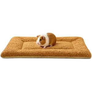 Guinea Pig Bed 3D Snow Fleece Rabbit Bed Washable Bunny Beds Hamster Bedding Mats Soft & Warm for Indoor Small Animal Bed Orange 10111 Inchh