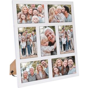 Picture Frame Collage 4x6 Photos Display - 7 Openings Photo Collage Picture Frame Wall Decor for Tabletop Stand and Wall Mounting White Frames Set for Home Decor Family Gifts(White)