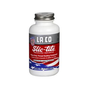 LA-CO 42019 Slic-Tite Premium Thread Sealant Paste with PTFE, -50 to 500 Degree F Temperature, 1/2 pt Jar with Brush in Cap , White, EXP 01/17/2025