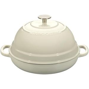 EDGING CASTING Enameled Cast Iron Dutch Oven Pot with Lid, Round Bread Oven for Homemade Sourdough Bread Baking, 6 Quart, White