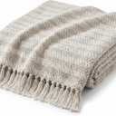 Americanflat 50x60 Throw Blanket - Soft and Breathable Cotton Throw Blanket for Couch, Bed, Chair - Decorative Blankets Perfect for Home, Office, or Outdoor Use - Cream and Beige Zig Zag Design