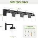 Bathroom Vanity Light, 4 Light Matte Black Vanity Light with White Matte Glass Shade, 30in Farmhouse Wall Light, Lighting Fixtures Over Mirror for Bathroom