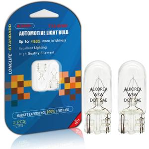 T10 W5W 194 168 12V 5W Light Bulbs,2700K Warm White Lamps,Replacement Bulb for License Plate Lights, Dome Map Light, Courtesy Light Bulbs,2 Pack
