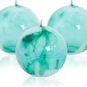 MAITREYA Tie dye Rustic Round Pillar Candles-Unscented Decoration Candles Set of 3-Clean Burning Drisspless Dinner Candles of Home Decor Party(Teal)