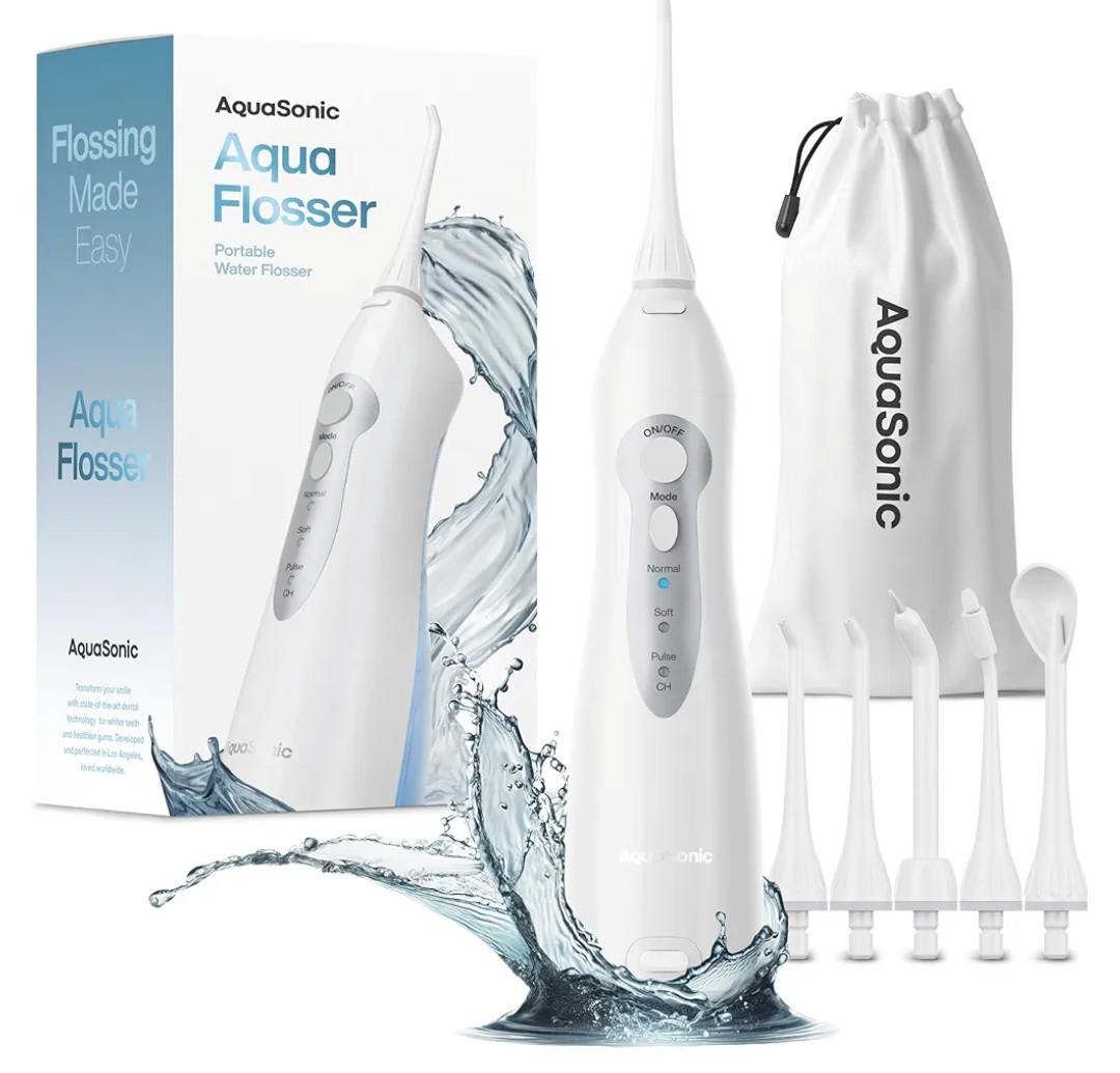 AquaSonic Water Flosser - Cordless Rechargeable Water Flossers for Teeth Cleaning - Waterproof Aqua Flosser, Portable Oral Irrigator for Dental Cleaning with 5 Jet Tips – Braces Home Travel.