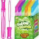 SpringFlower 48 Pcs Bubble Wand, Bubble Wands Bulk, Bubble Party Favor Supply for Summer Indoor & Outdoor Activities, Bubble Solution Summer Toy in 6 Colors, Birthday,Wedding, Party
