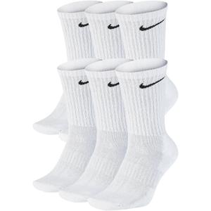 NIKE Performance Cushion Crew Socks with Bag (6 Pairs) (Large, White/Black)