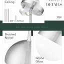 LMS Farmhouse Pendant Light Fixtures, Brushed Nickel Pendant Light with Globe Glass, Adjustable Hanging Lighting for Kitchen Island, Bedroom, Bathroom, LMS-203 (8" White Glass, 1 pack, Silver)