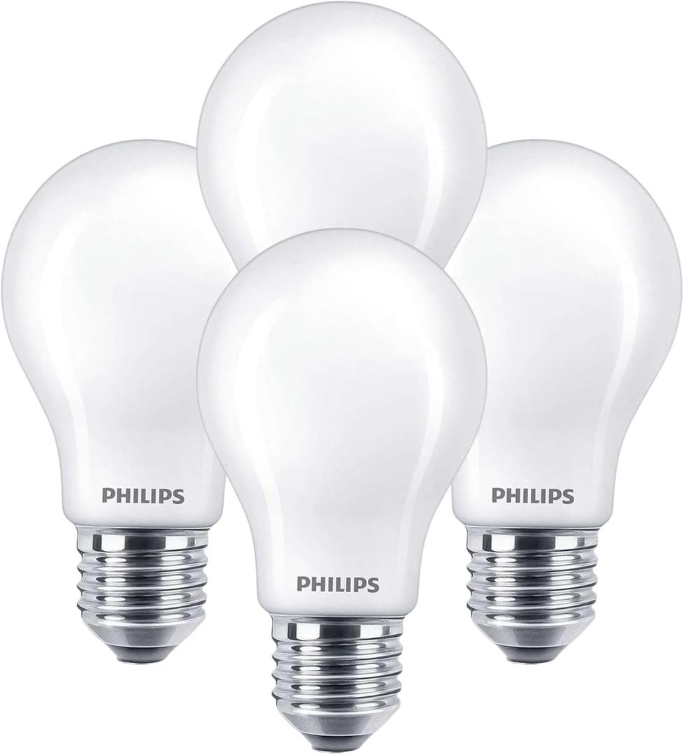 PHILIPS LED Flicker-Free Frosted Dimmable A19 Light Bulb - Eye Comfort Technology - 800 Lumen - Soft White (2700K) 8.8W=60W - E26 Base - Ultra Definition Old Version - Indoor - 4-Pack