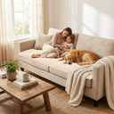 Smiry Couch Covers for Dogs Washable, Non Slip Fuzzy Pet Couch Covers for Sofa, Soft Thick Sofa Slipcovers Furniture Protector Pet Friendly (Cream, 27.6" x 70.9")