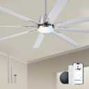 72 lnch lndustrial Smart Celing Fan with Light and Remote Control via WIFI Alexa,Large Celing Fan with 8 Brushed Nickel Aluminum Blades,6 Speed Noiseless DC Motor Indoor Outdoor Ceiling Fans for Patio