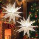 2 Pack 18-Pointed Moravian Star Christmas Lights Decorations with Timing Function, Hanging Outdoor/Indoor Christmas Star Decor (23")