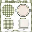 48PCS Sage Green Gingham Paper Plates and Napkins Sets - Sage Green Scalloped Party Supplies Tableware, Disposable Dinner Plates Napkins Kit for Birthday Baby Shower Wedding Party Decorations